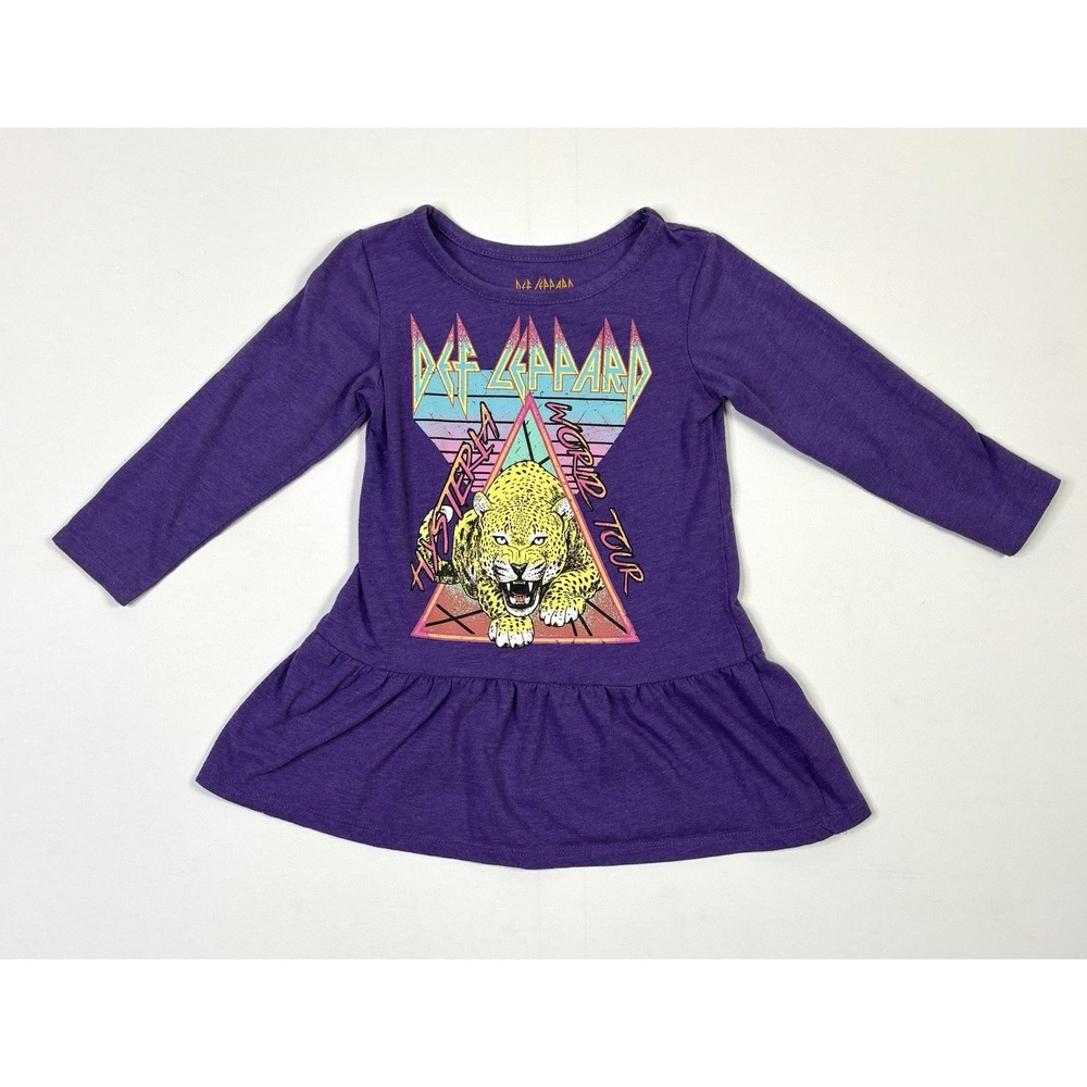 Def Leppard Dress Toddler Girls 2T Hysteria World Tour Long Sleeve Purple Baby